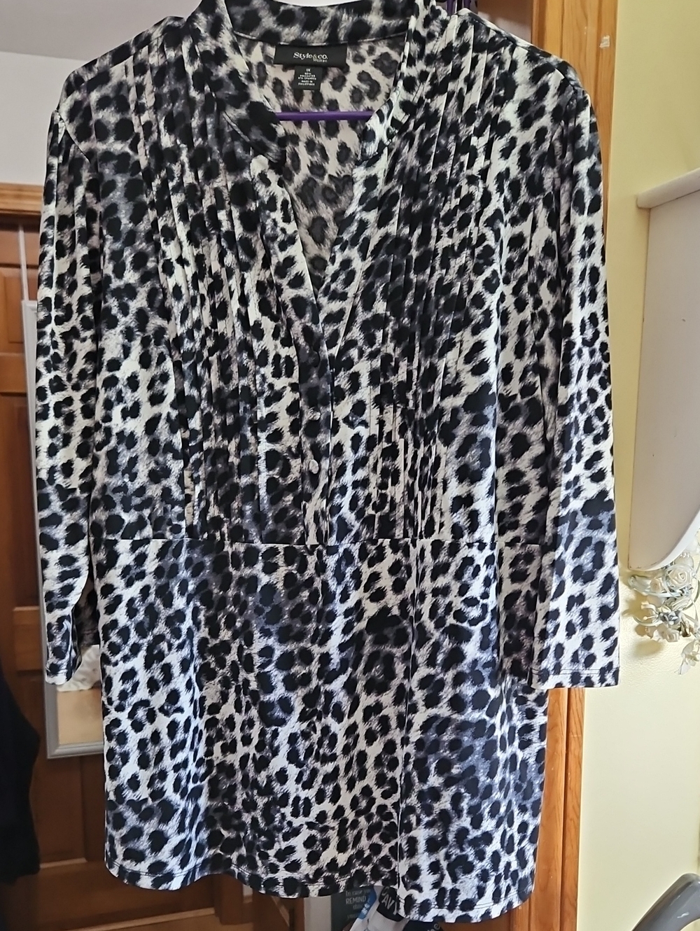 Style & Co. Black and White Leopard-Print Tunic